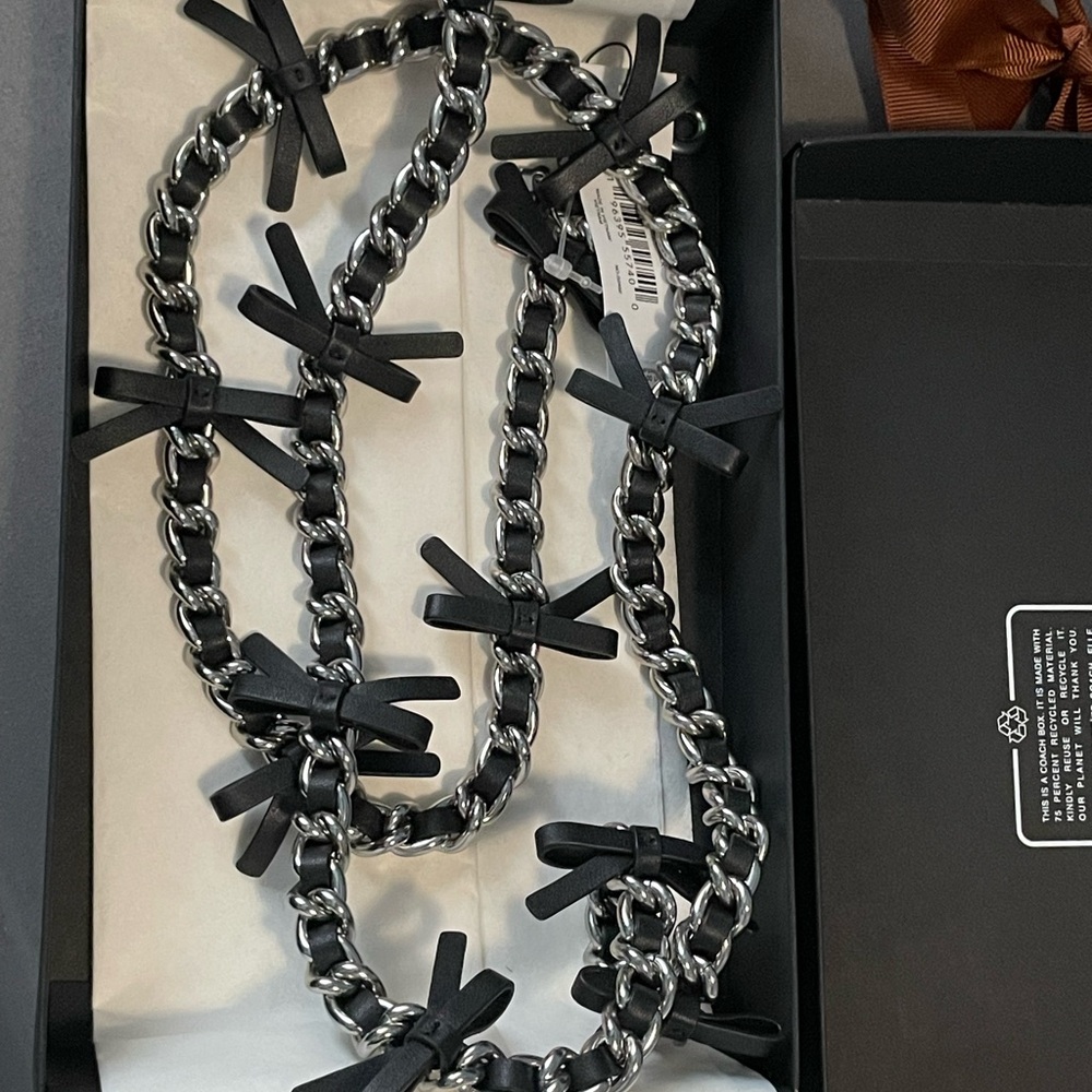 Coach Black and Silver Bow Chain Bag